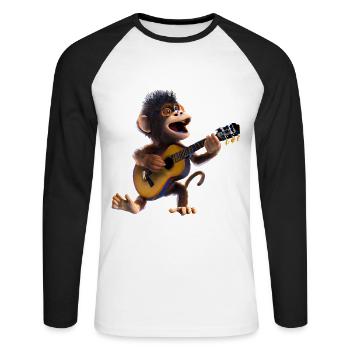 Monkey guitarist - Unisex Long Sleeve Baseball T-Shirt - white/black - Front - Nik (191cm)