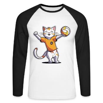 Volley-ball enfants chat I drôles d’animaux | Des sports | - T-shirt baseball manches longues Homme - blanc/noir - Devant - Nik (191cm)