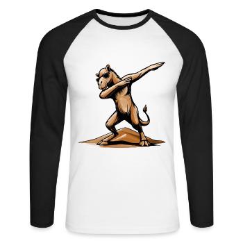 Cool Dab Dance Dromedary – Desert Fun in Dubai - Unisex Long Sleeve Baseball T-Shirt - white/black - Front - Nik (191cm)