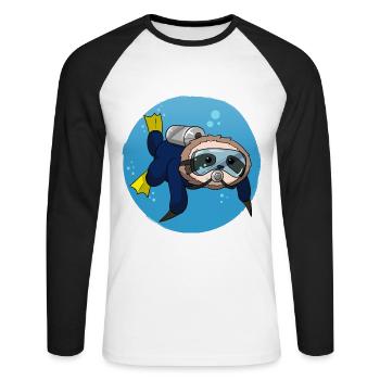 Scuba Diving Sloth Lazy Animal Diving I Gift - Unisex Long Sleeve Baseball T-Shirt - white/black - Front - Nik (191cm)