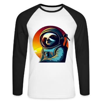 Plus paresseux dans l’espace au coucher du soleil - T-shirt baseball manches longues Homme - blanc/noir - Devant - Nik (191cm)