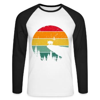 Vintage Retro Pig Pig Sau Bauer - Unisex Long Sleeve Baseball T-Shirt - white/black - Front - Nik (191cm)