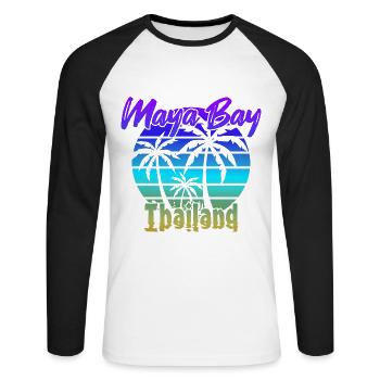 Vintage Maya Bay Thaïlande - T-shirt baseball manches longues Homme - blanc/noir - Devant - Nik (191cm)