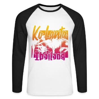 Ko Lanta Thaïlande - T-shirt baseball manches longues Homme - blanc/noir - Devant - Nik (191cm)