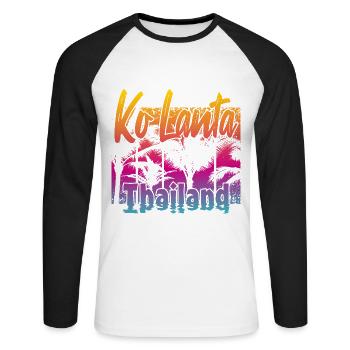 Ko Lanta Thaïlande - T-shirt baseball manches longues Homme - blanc/noir - Devant - Nik (191cm)