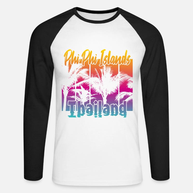 Phi Phi Islands Thailand - Unisex Baseballshirt langarm - Weiß/Schwarz