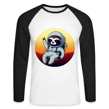 Plus paresseux dans l’espace au coucher du soleil - T-shirt baseball manches longues Homme - blanc/noir - Devant - Nik (191cm)