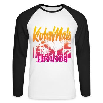 Koh Mak Thailand - Unisex Baseballshirt langarm - Weiß/Schwarz - Vorne - Nik (191cm)