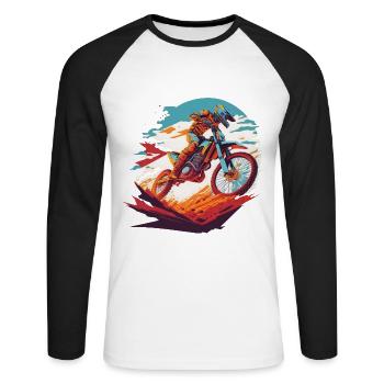 Motocross Offroad Biker Dirt Bike Racing Freestyle - Unisex Baseballshirt langarm - Weiß/Schwarz - Vorne - Nik (191cm)
