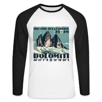 Dolomites de Te Cime Lavaredo Dolomites des Trois Pics Dolomites - T-shirt baseball manches longues Homme - blanc/noir - Devant - Nik (191cm)