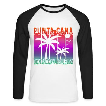 Punta Cana République dominicaine - T-shirt baseball manches longues Homme - blanc/noir - Devant - Nik (191cm)