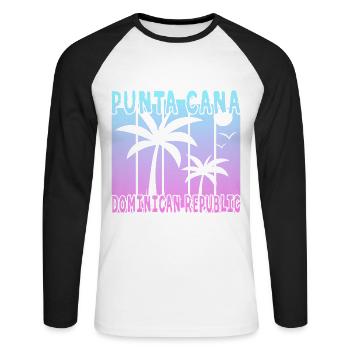 Punta Cana République dominicaine - T-shirt baseball manches longues Homme - blanc/noir - Devant - Nik (191cm)