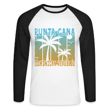 Punta Cana République dominicaine - T-shirt baseball manches longues Homme - blanc/noir - Devant - Nik (191cm)