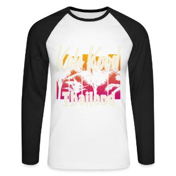 Koh Kood Thailand - Unisex Baseballshirt langarm - Weiß/Schwarz - Vorne - Nik (191cm)