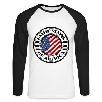 Die USA-07 - Unisex Baseballshirt langarm - Weiß/Schwarz - Vorne - Nik (191cm)