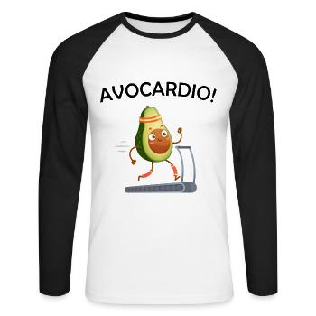 Avocardio t-shirt humour message avocat cadeau - T-shirt baseball manches longues Homme - blanc/noir - Devant - Nik (191cm)