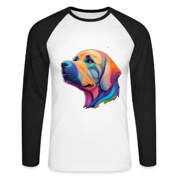 Golden Retriever Chien Race Chiens Chien de compagnie - T-shirt baseball manches longues Homme - blanc/noir - Devant - Nik (191cm)