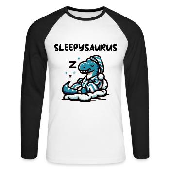 Sleepysaurus Official Sleep Outfit Chemise de nuit - T-shirt baseball manches longues Homme - blanc/noir - Devant - Nik (191cm)