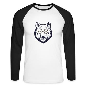 Cadeau Papy Wolf White Direwolf Glasses - T-shirt baseball manches longues Homme - blanc/noir - Devant - Nik (191cm)