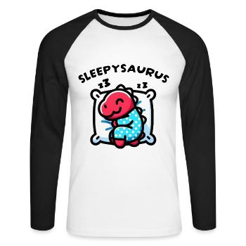 Sleepysaurus Official Sleep Outfit Chemise de nuit - T-shirt baseball manches longues Homme - blanc/noir - Devant - Nik (191cm)