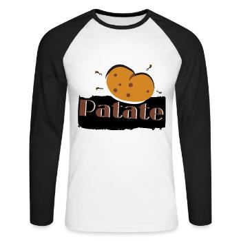 patate - T-shirt baseball manches longues Homme - blanc/noir - Devant - Nik (191cm)