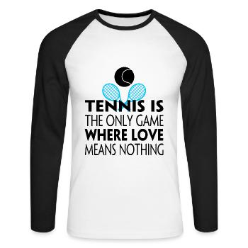 Funny Tennis Saying Tennis Racket Gift - Unisex Long Sleeve Baseball T-Shirt - white/black - Front - Nik (191cm)
