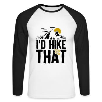 Les randonneurs T-shirt randonnée idée de cadeau renard - T-shirt baseball manches longues Homme - blanc/noir - Devant - Nik (191cm)