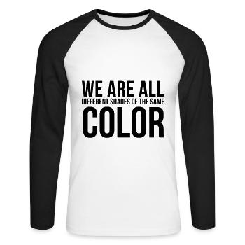 Antifa Shirt Statement against Nazis Gift Idea - Unisex Long Sleeve Baseball T-Shirt - white/black - Front - Nik (191cm)