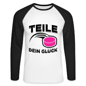 Teile dein Glück Druff Druffie Techno Geschenkidee - Unisex Baseballshirt langarm - Weiß/Schwarz - Vorne - Nik (191cm)