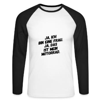 Motorrad Geschenk Führerschein Motorrad T-Shirts - Unisex Baseballshirt langarm - Weiß/Schwarz - Vorne - Nik (191cm)