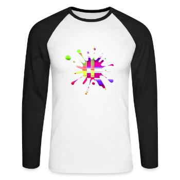 Taches de peinture4 - T-shirt baseball manches longues Homme - blanc/noir - Devant - Nik (191cm)