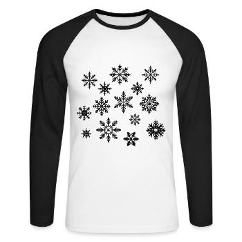 Flocons - T-shirt baseball manches longues Homme - blanc/noir - Devant - Nik (191cm)