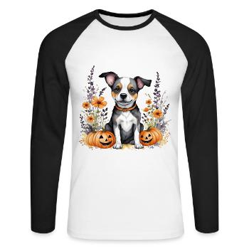 Halloween puppy - Unisex Long Sleeve Baseball T-Shirt - white/black - Front - Nik (191cm)