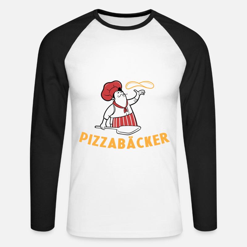 Weltbester Pizzabäcker Pizza Geschenkidee Kochen - Unisex Baseballshirt langarm - Weiß/Schwarz
