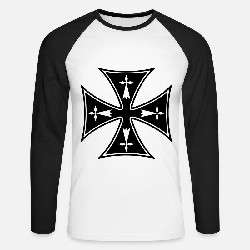 Breizh Hermelin Quer - Unisex Baseballshirt langarm - Weiß/Schwarz