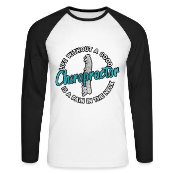 Chiropraticien Physiothérapeute Cou I Cadeau - T-shirt baseball manches longues Homme - blanc/noir - Devant - Nik (191cm)