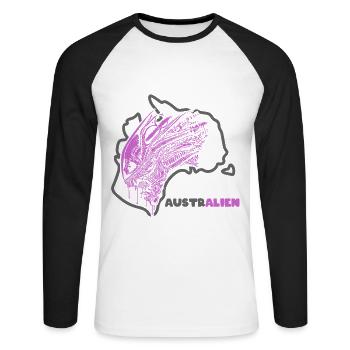 Australien (Alien-Edition) - Unisex Baseballshirt langarm - Weiß/Schwarz - Vorne - Nik (191cm)