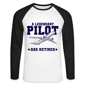 Pilote d’avion Fly Pension Stopped I Gift - T-shirt baseball manches longues Homme - blanc/noir - Devant - Nik (191cm)