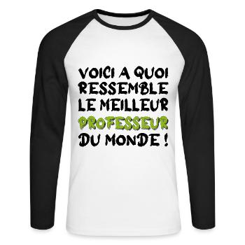 voici à quoi ressemble Le meilleur professeur - T-shirt baseball manches longues Homme - blanc/noir - Devant - Nik (191cm)