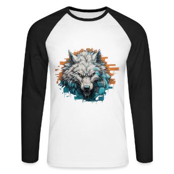 Geist des Nordens - Graffiti-Stil - Unisex Baseballshirt langarm - Weiß/Schwarz - Vorne - Nik (191cm)