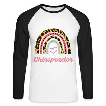 Chiropraticien Physiothérapeute Cœur I Cadeau - T-shirt baseball manches longues Homme - blanc/noir - Devant - Nik (191cm)