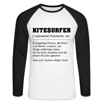 Kitesurfer Definition - Unisex Baseballshirt langarm - Weiß/Schwarz - Vorne - Nik (191cm)