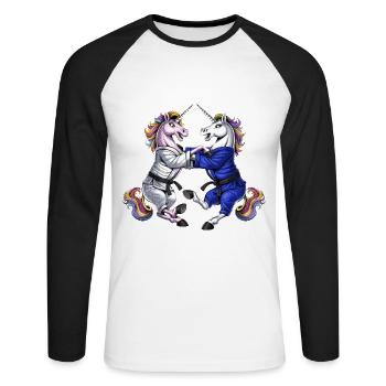 Licornes Jiu-Jitsu Lutte - T-shirt baseball manches longues Homme - blanc/noir - Devant - Nik (191cm)