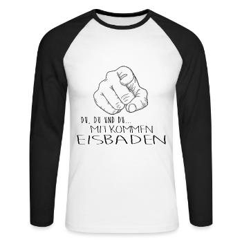 eisbader winterbader eischwimmen eisbademeister - Unisex Baseballshirt langarm - Weiß/Schwarz - Vorne - Nik (191cm)