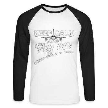 Airplane Pilot Flying Relax Rest I Gift - Unisex Long Sleeve Baseball T-Shirt - white/black - Front - Nik (191cm)