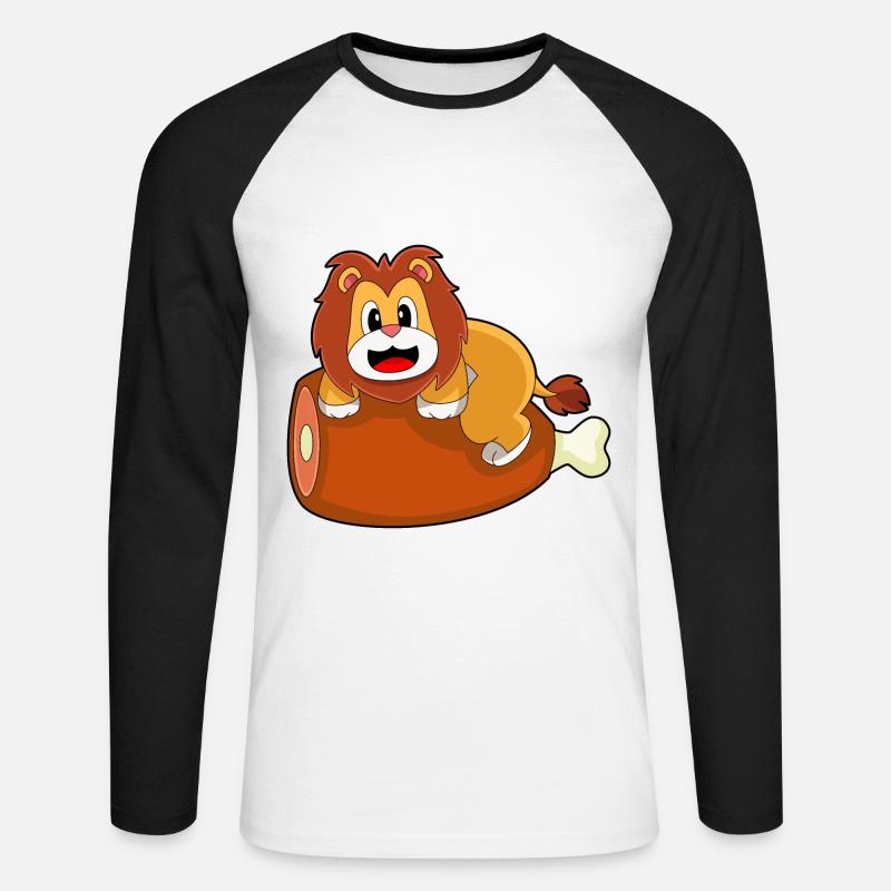 Löwe Fleisch - Unisex Baseballshirt langarm - Weiß/Schwarz