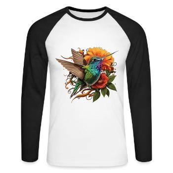 Enchanting Hummingbird - Unisex Long Sleeve Baseball T-Shirt - white/black - Front - Nik (191cm)