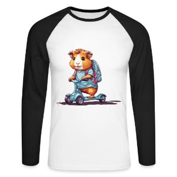 Erster Schultag Meerschweinchen Abenteuer - Unisex Baseballshirt langarm - Weiß/Schwarz - Vorne - Nik (191cm)