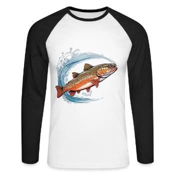 Passionate Trout Angler Fish Design - Unisex Long Sleeve Baseball T-Shirt - white/black - Front - Nik (191cm)