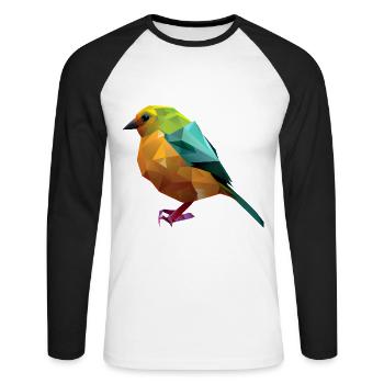 Polygon Bird Design - Unisex Long Sleeve Baseball T-Shirt - white/black - Front - Nik (191cm)